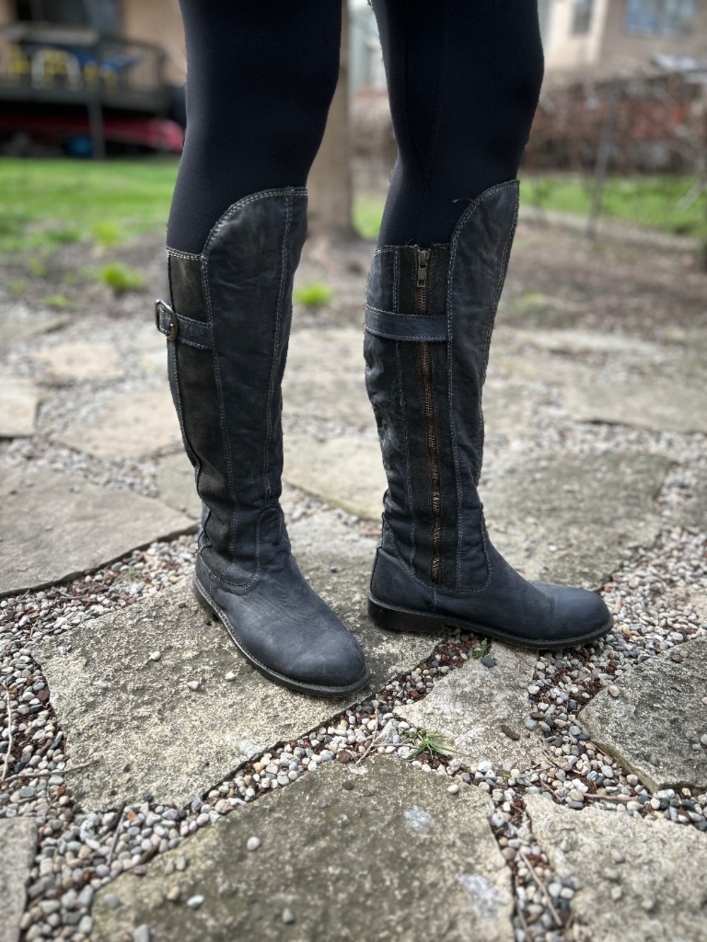 Navy Leather Riding Boots